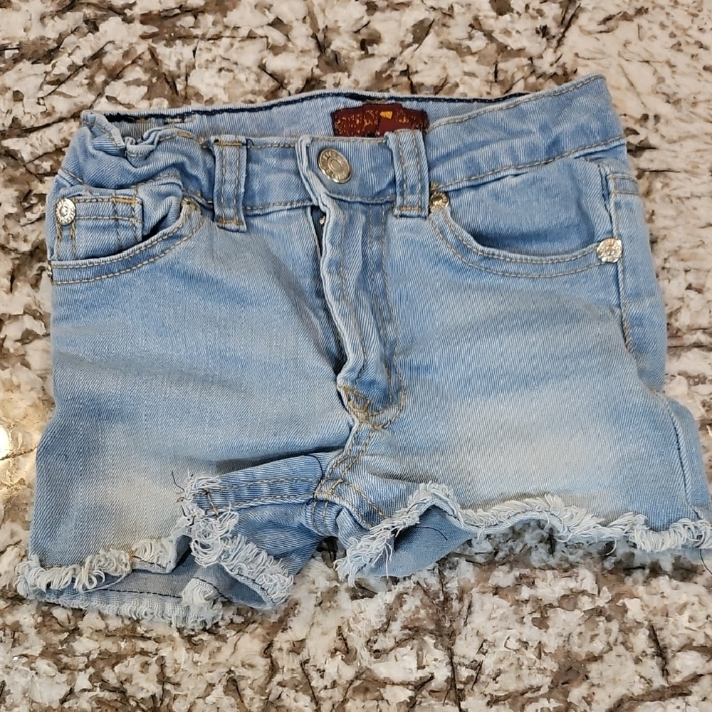 Denim Frayed Hem Shorts